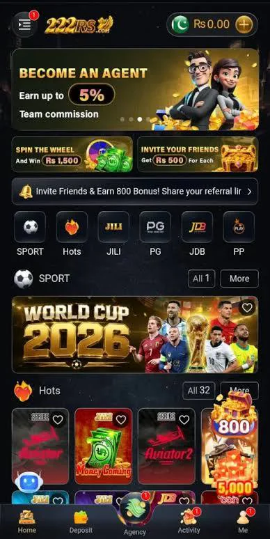 222rs.com Game Download logo with gold casino-style design for Android APK users in Pakistan